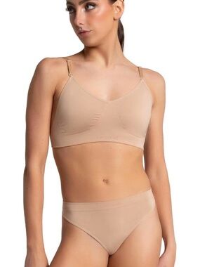 Capezio Seamless Clear Back Bra with Transition Straps - Nude